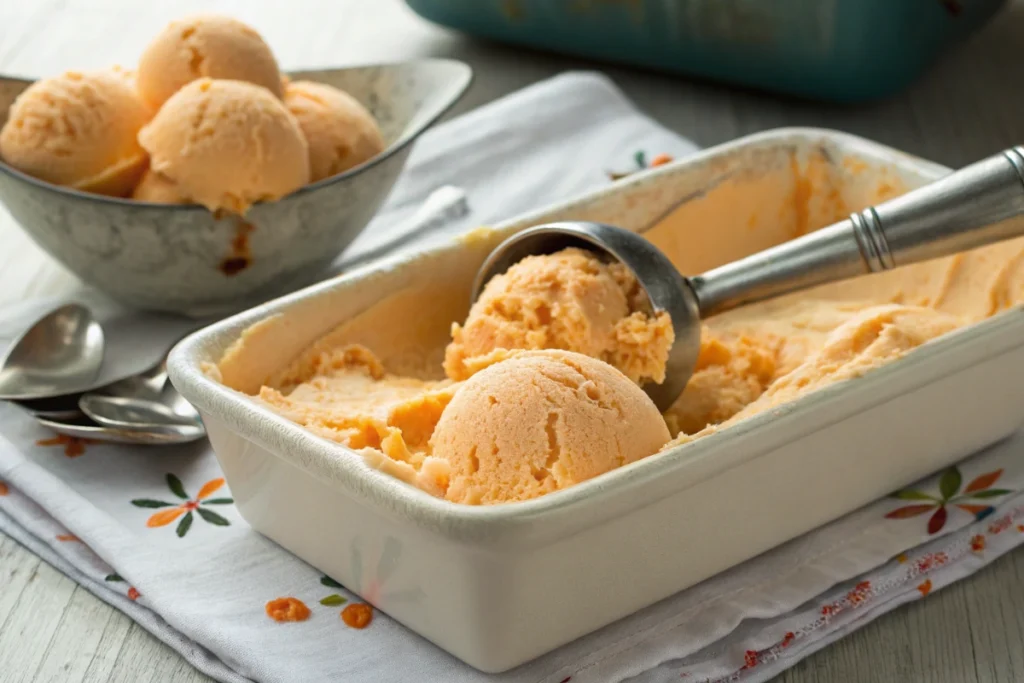 Homemade orange creamsicle ice cream